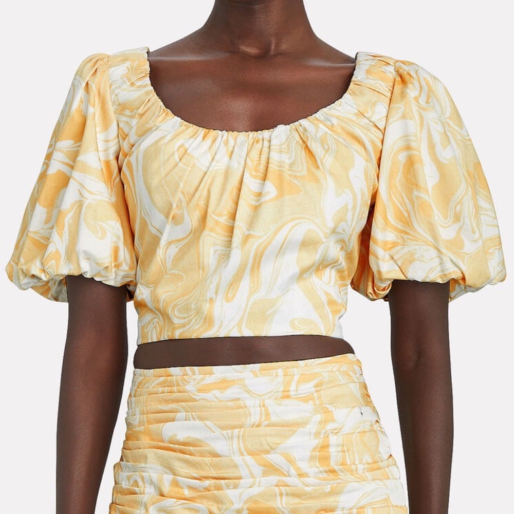 NWT AIIFOS Carrie Puff Sleeve Crop Top